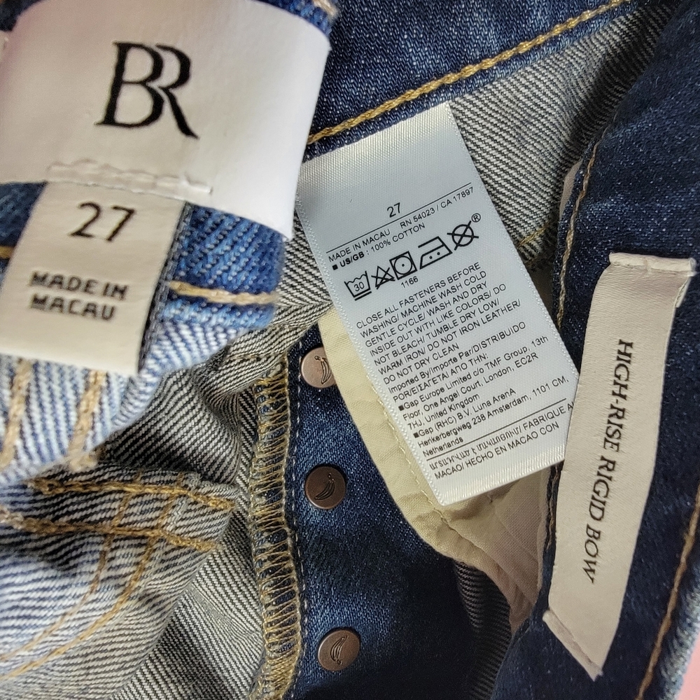 Banana Republic Barrel Jeans High-Rise Rigid Bow 100% Cotton Blue Size 27 - Picture 6 of 14